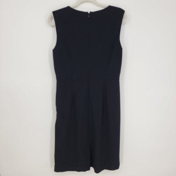 Adrianna Papell Ruched Mesh Sheath Cocktail Dress 12 Sleeveless Nude Black Tan - Picture 2 of 10